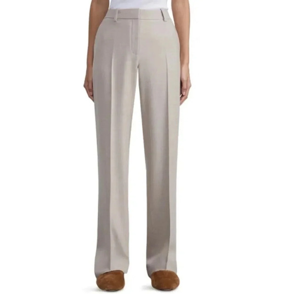 NEW LAFAYETTE 148 Gates Flat-front wool Pants In oatmeal